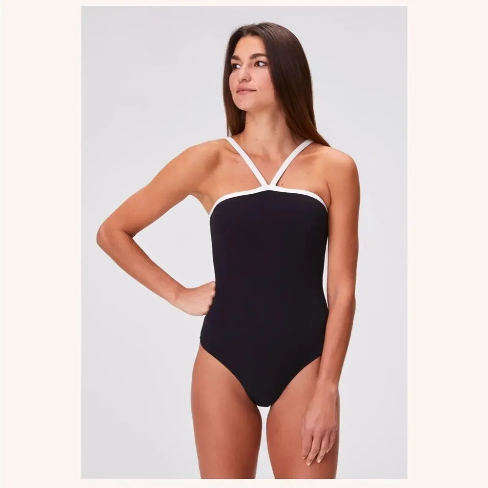 NWT Lisa Marie Fernandez Bandeau Maillot with Piping $475